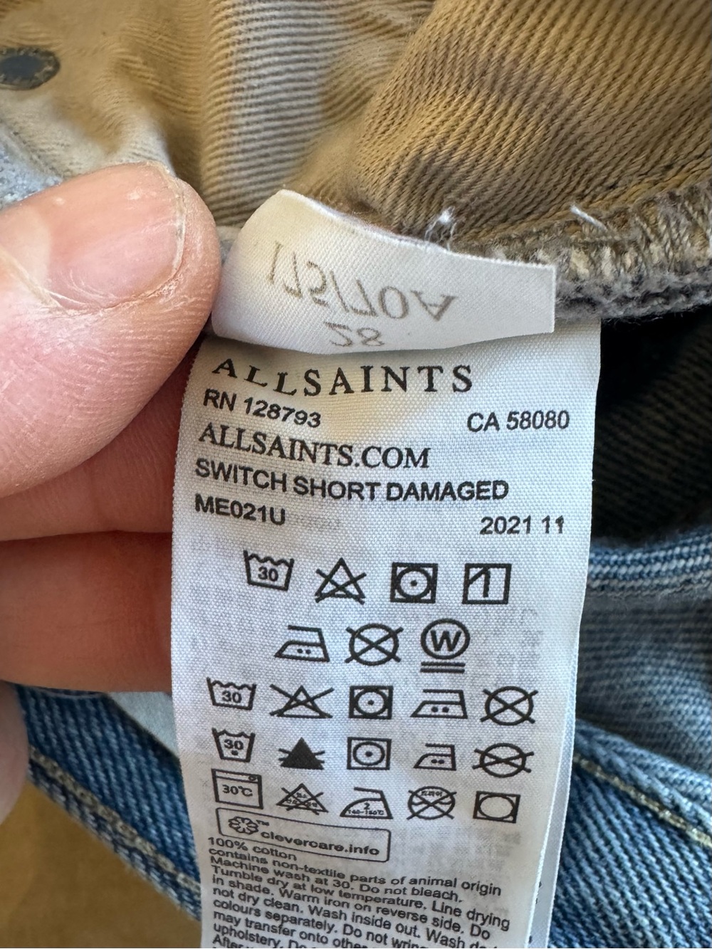 AllSaints Women’s Light Blue Distressed Denim Long Cut-Off Shorts 28 - Picture 7 of 11